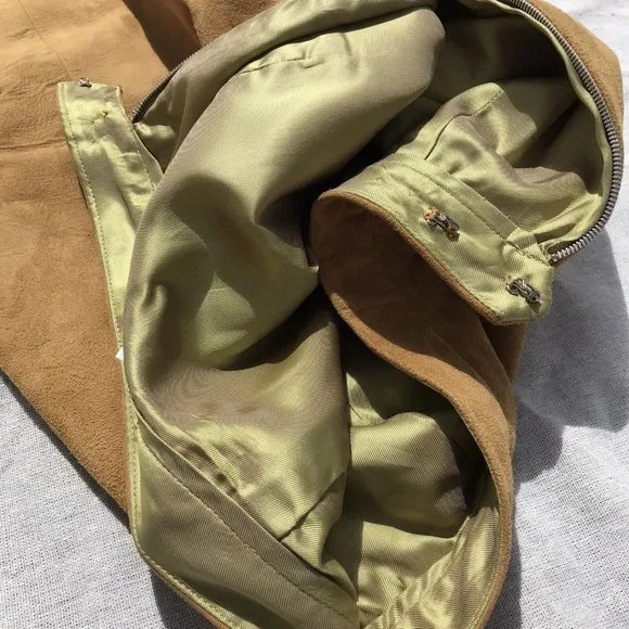 VTG 60s Rare Suede Leather Silk Women’s Pencil Skirt MOD Western Boho USA XS O