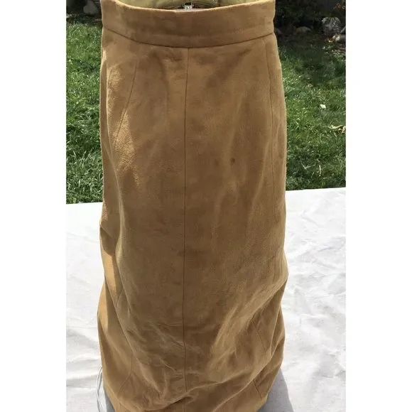 VTG 60s Rare Suede Leather Silk Women’s Pencil Skirt MOD Western Boho USA XS O