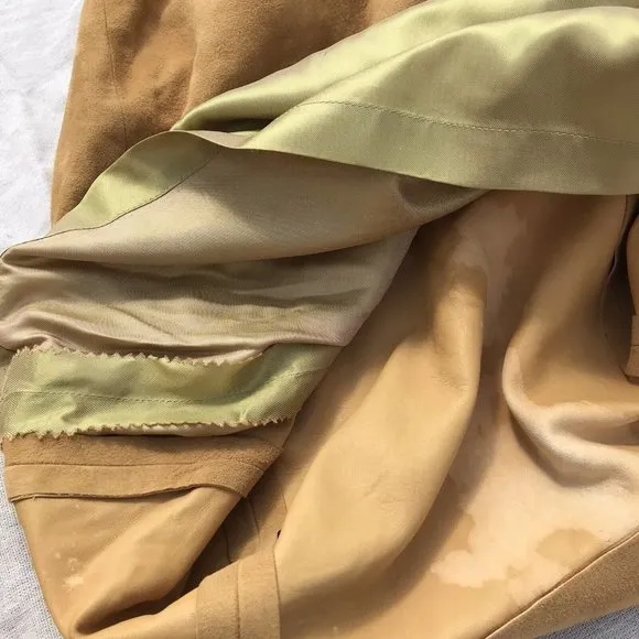 VTG 60s Rare Suede Leather Silk Women’s Pencil Skirt MOD Western Boho USA XS O