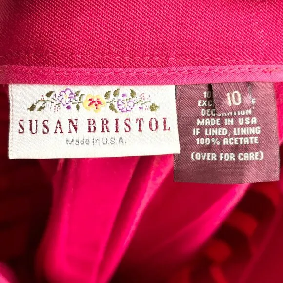 VTG SUSAN BRISTOL Pure Wool Below Knee Pleated A-line Kilt Skirt in Red SZ S