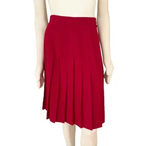 VTG SUSAN BRISTOL Pure Wool Below Knee Pleated A-line Kilt Skirt in Red SZ S
