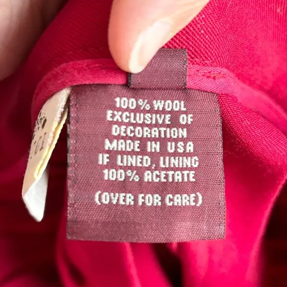 VTG SUSAN BRISTOL Pure Wool Below Knee Pleated A-line Kilt Skirt in Red SZ S