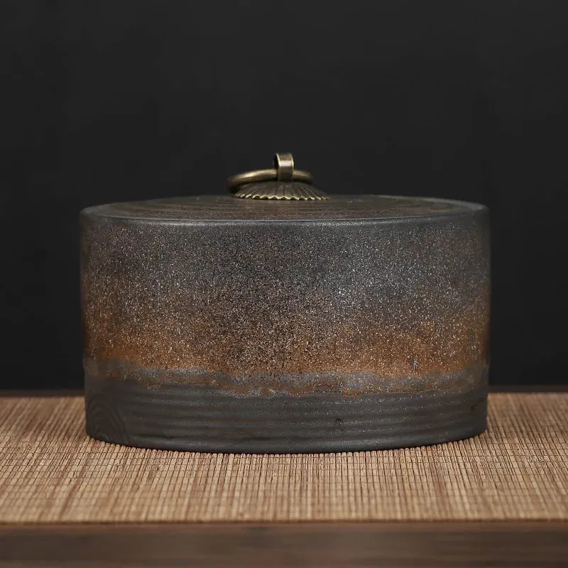 Wabi Sabi Rustic Vintage Japanese Ceramic Tea and Food Storage Jars with Lid