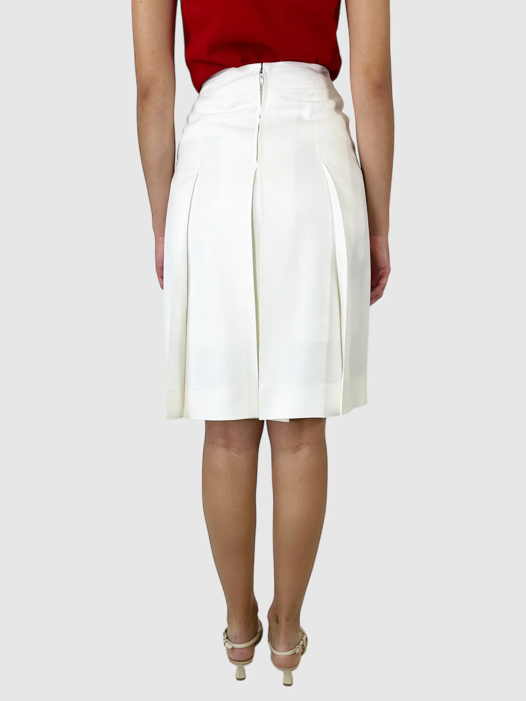 Waist Buckle Detail Pleated Midi Skirt - Size S