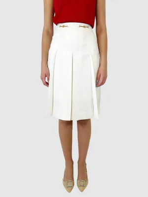 Waist Buckle Detail Pleated Midi Skirt - Size S