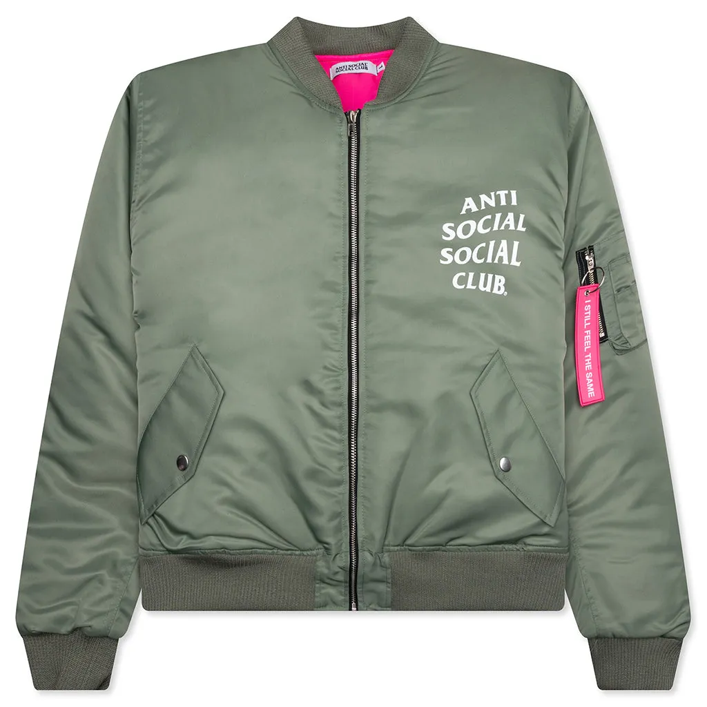 Welcome To The Club Ma-1 Jacket - Olive