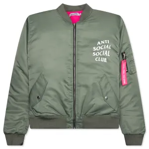 Welcome To The Club Ma-1 Jacket - Olive