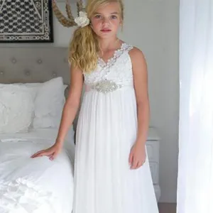 White A-line Lace Flower Girl Dresses ,Cheap Chiffon Toddler Flower Girl Dresses,FGY0203