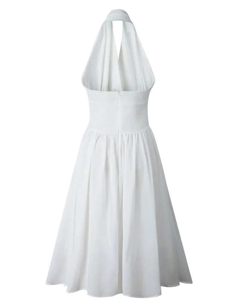 White Halter Sexy Marilyn Monroe Same Style 1950S Vintage Dress