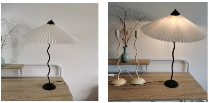 White Pleated Vintage Table Lamp
