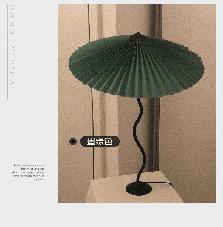 White Pleated Vintage Table Lamp