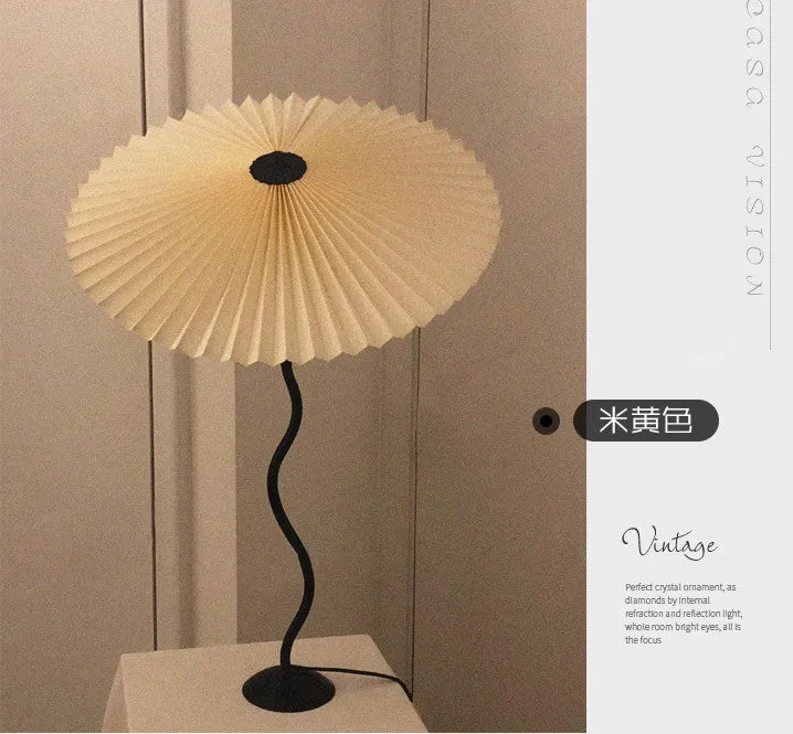 White Pleated Vintage Table Lamp