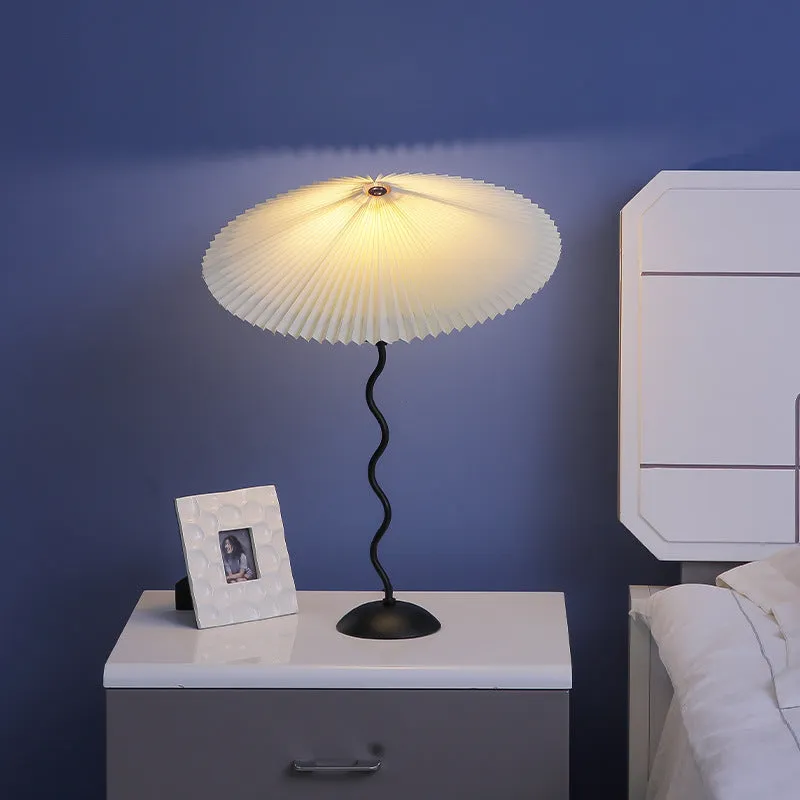 White Pleated Vintage Table Lamp
