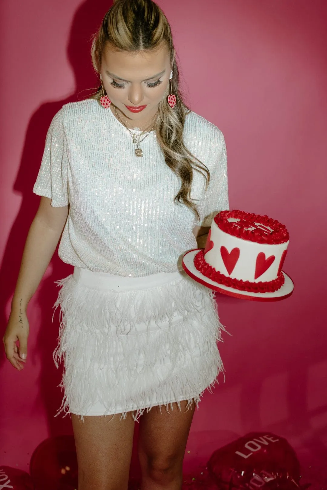 White Sequin Cap Sleeve Top