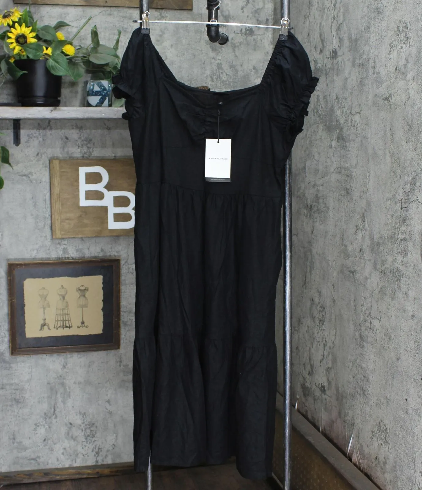Who What Wear Women's Raglan Short Sleeve Dress WD-843 Black L