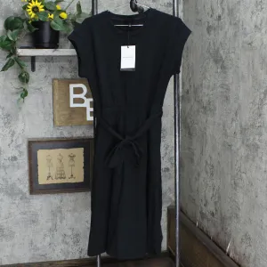 Who What Wear Women's Short Sleeve Shirring-Detailed Dress WD-785 Jet Black M