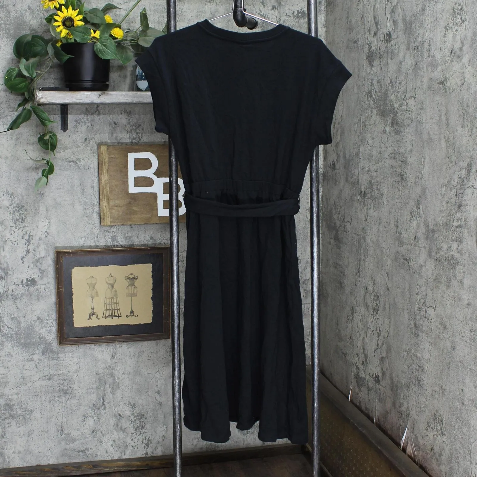Who What Wear Women's Short Sleeve Shirring-Detailed Dress WD-785 Jet Black M
