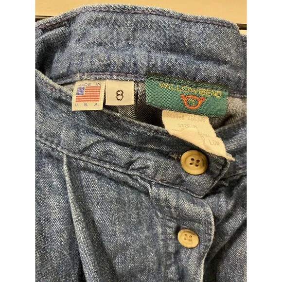 Willowbend Vintage Pleated Button Front Denim Skirt Blue Jean Modest Size 8