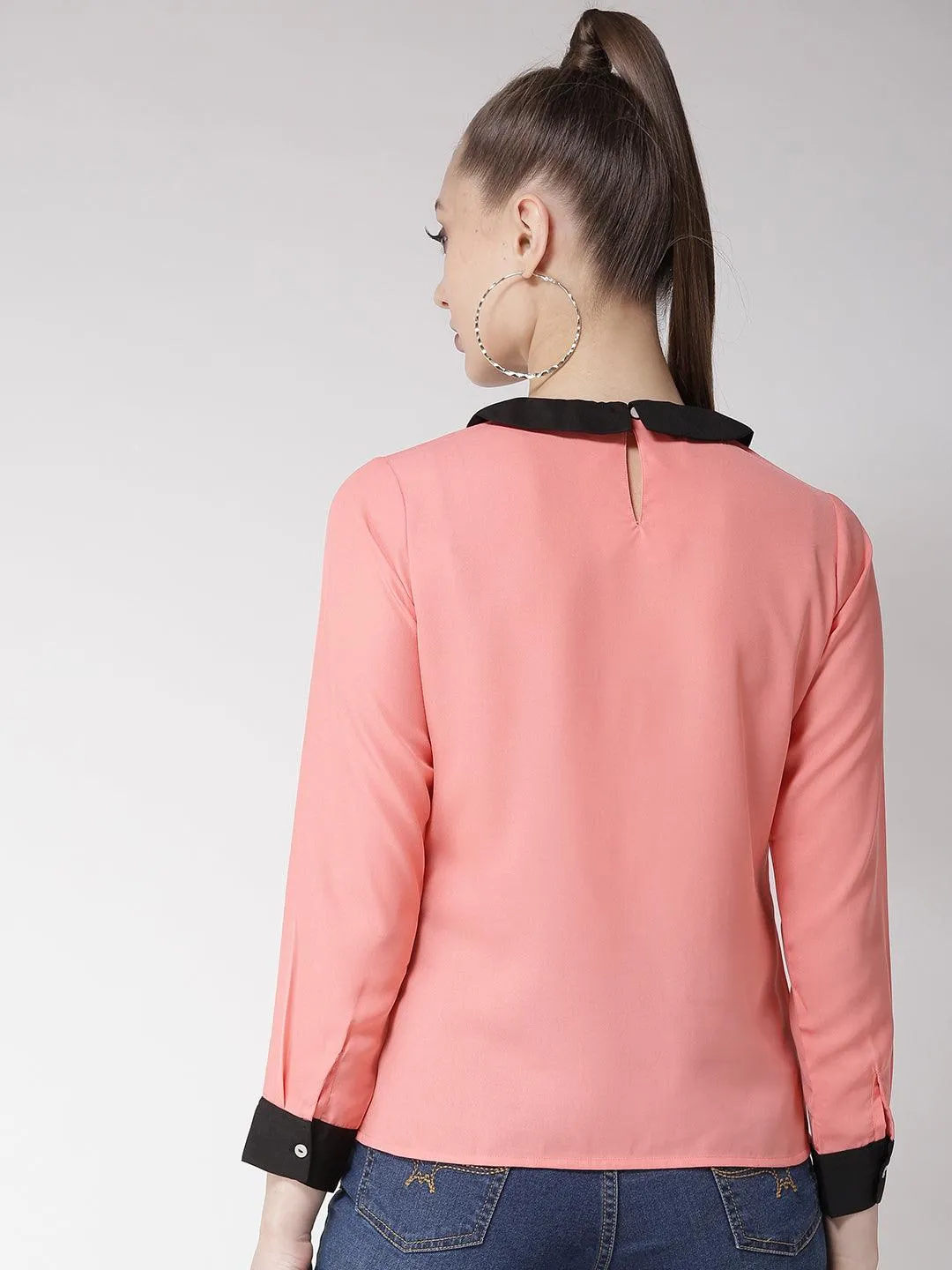 Women Black & White Polka Dot Print Top