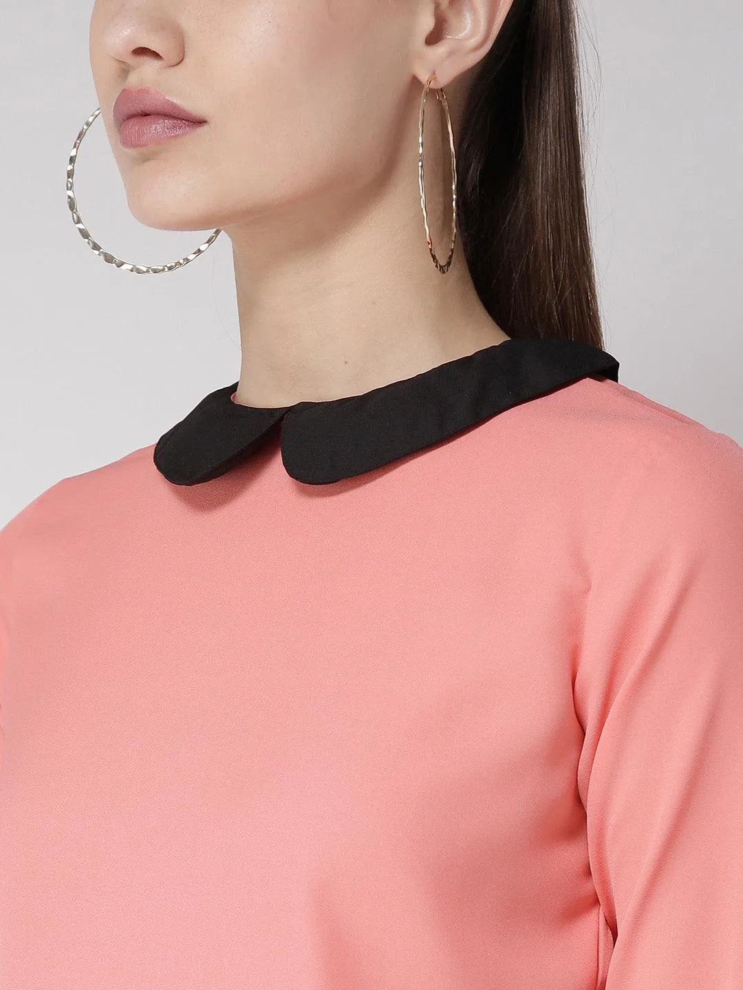 Women Black & White Polka Dot Print Top