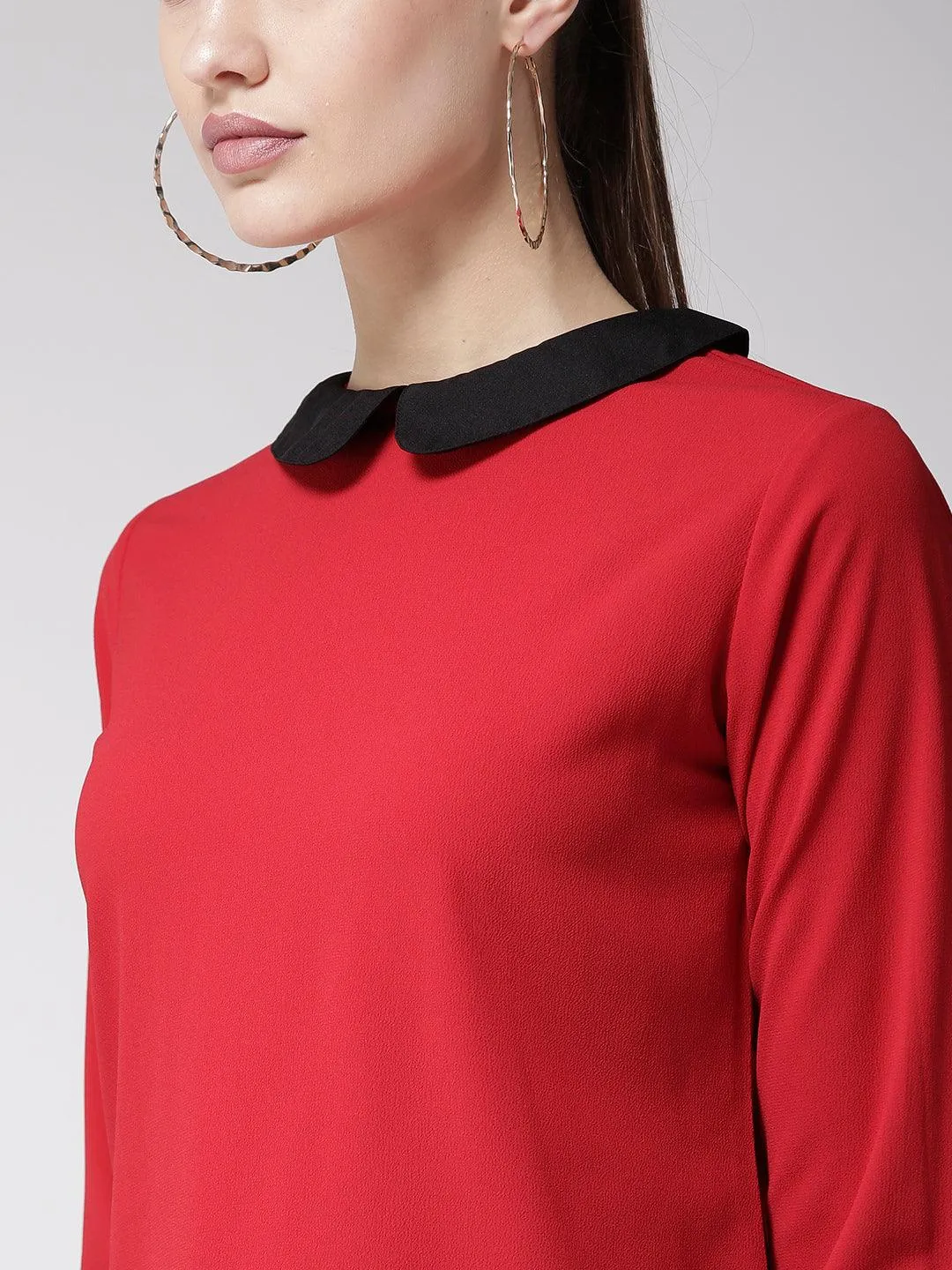 Women Black & White Polka Dot Print Top
