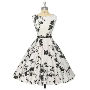 Women Summer Dress plus size clothing Audrey hepburn Floral robe Retro Swing Casual 50s Vintage Rockabilly Dresses Vestidos