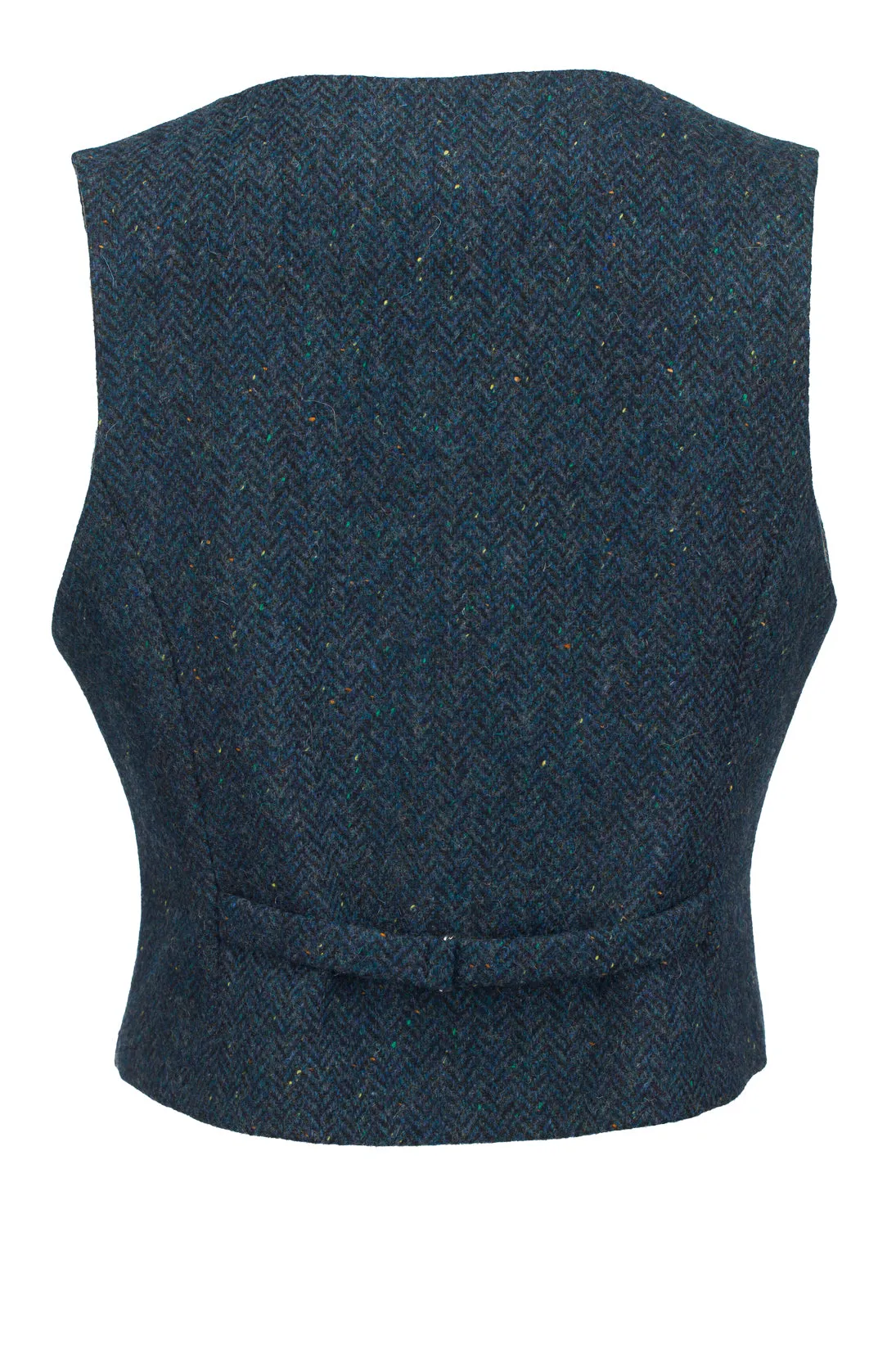 Women's Blue Herringbone Tweed Waistcoat