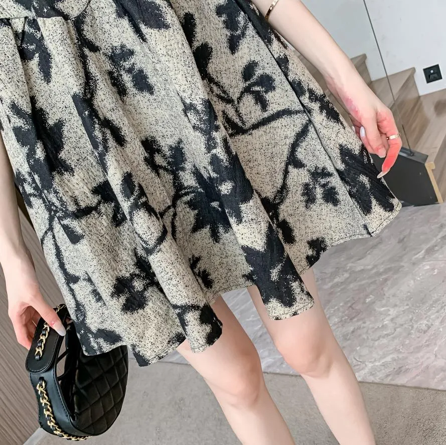 Women's Patchwork Faux Two-Piece Mini Tea Dress Featuring Toggle Buttons