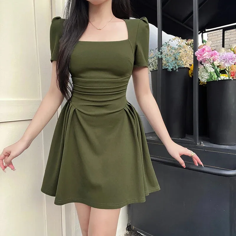 Women's Short Dresses Top Temperament Elegant Extended Vintage Tea Break Short Sleeve Skirt