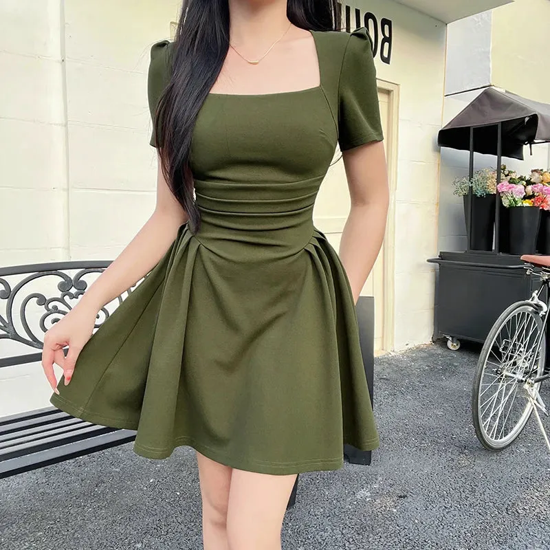 Women's Short Dresses Top Temperament Elegant Extended Vintage Tea Break Short Sleeve Skirt