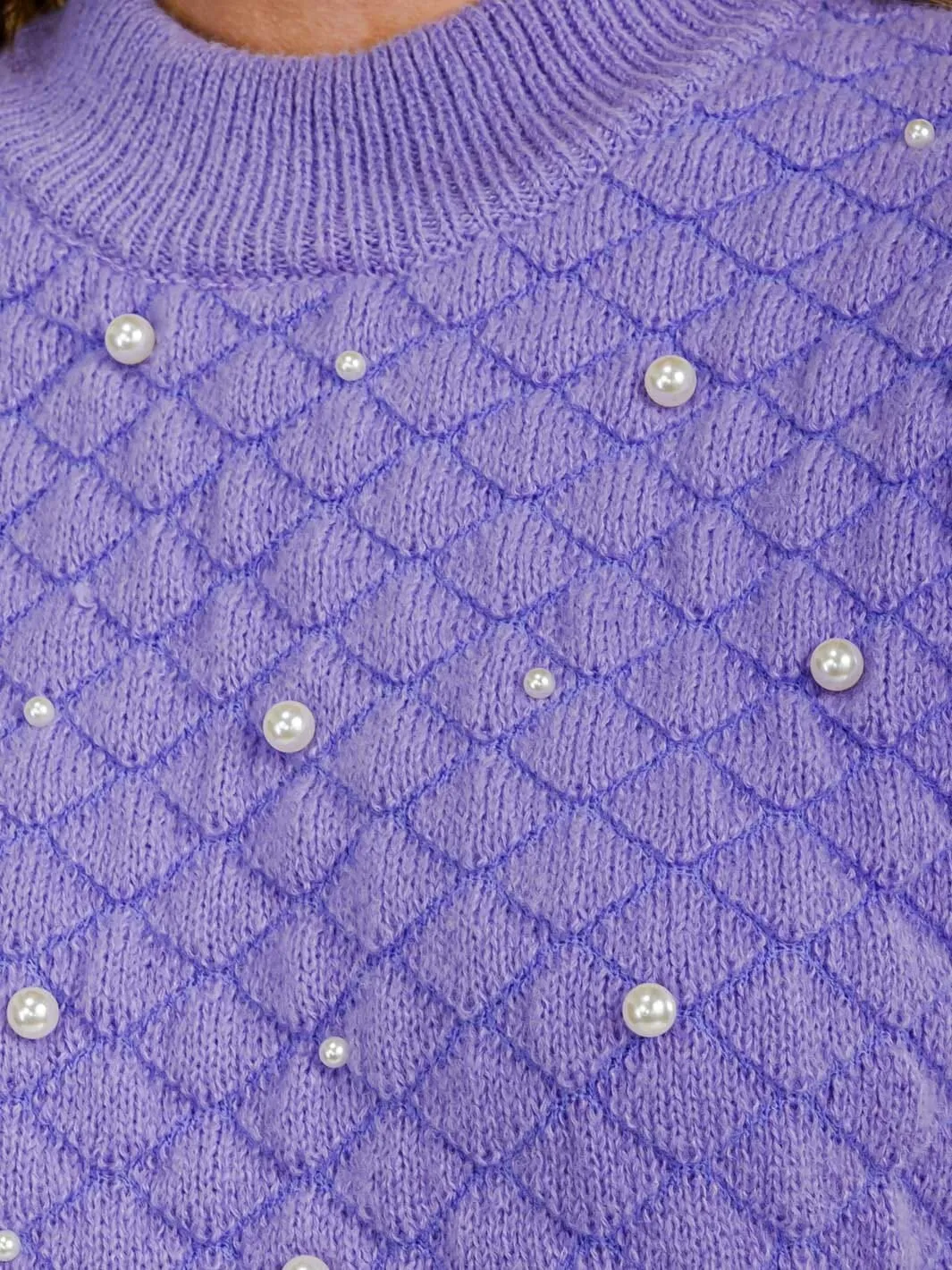 WOMEN'S SHORT PUFF SLEEVE PEARL KNIT BLOUSE