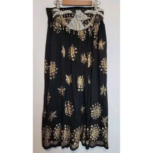 Womens Skirt Gypsy Boho Western Horses Equestrian Midi Skirt M Art to Wear Bead