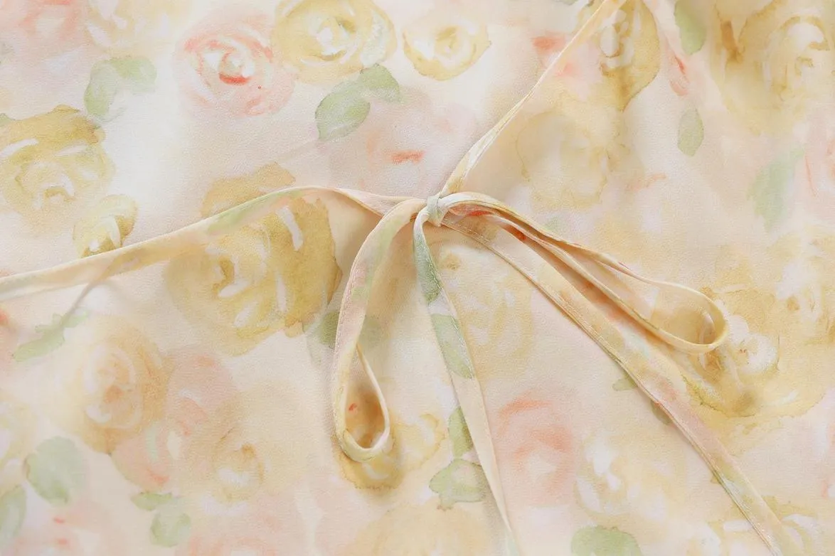 Women's Tea Tea Dress Featuring a Tulle Hem and Stunning Floral Print
