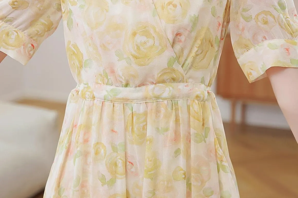 Women's Tea Tea Dress Featuring a Tulle Hem and Stunning Floral Print