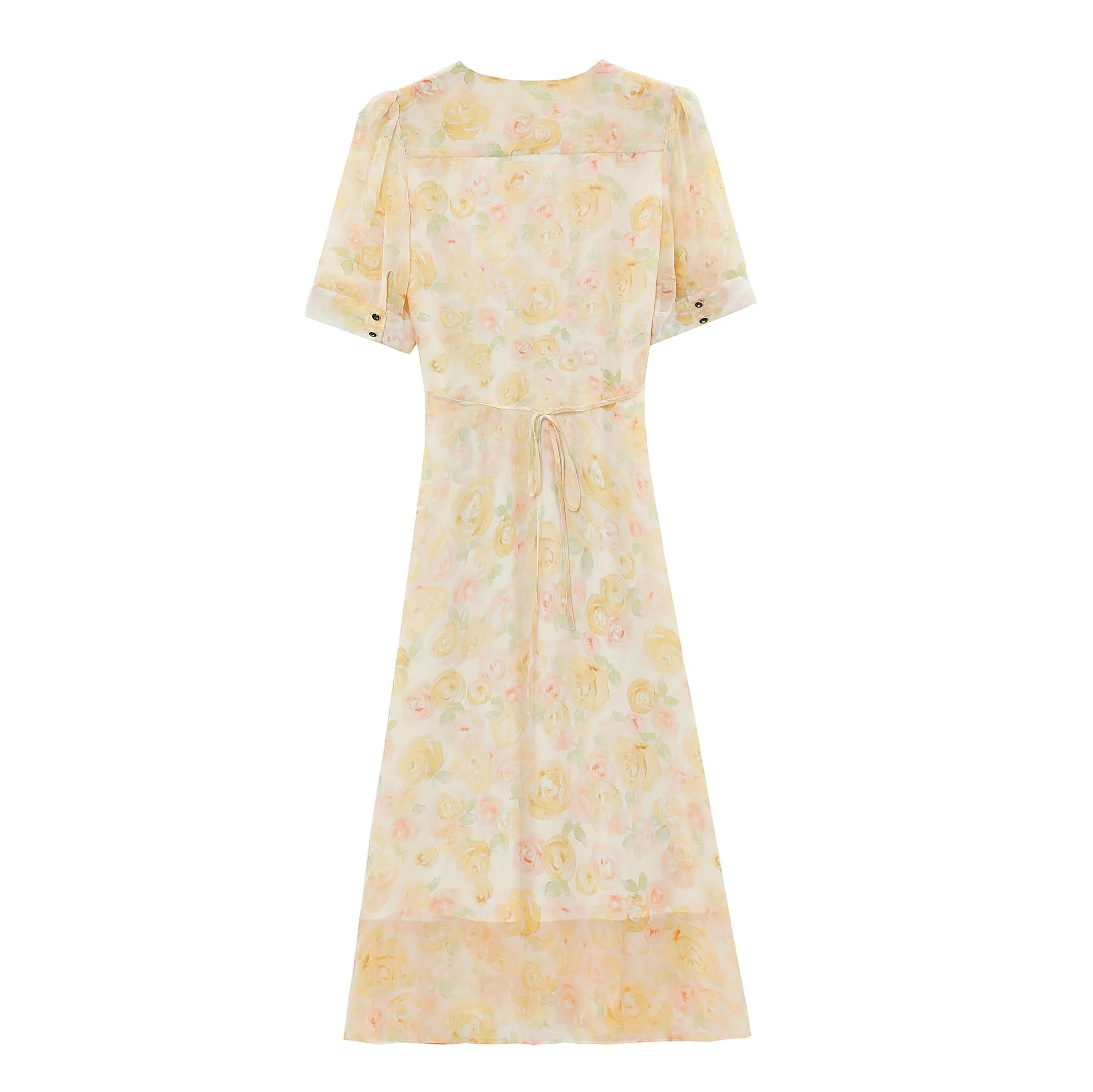 Women's Tea Tea Dress Featuring a Tulle Hem and Stunning Floral Print