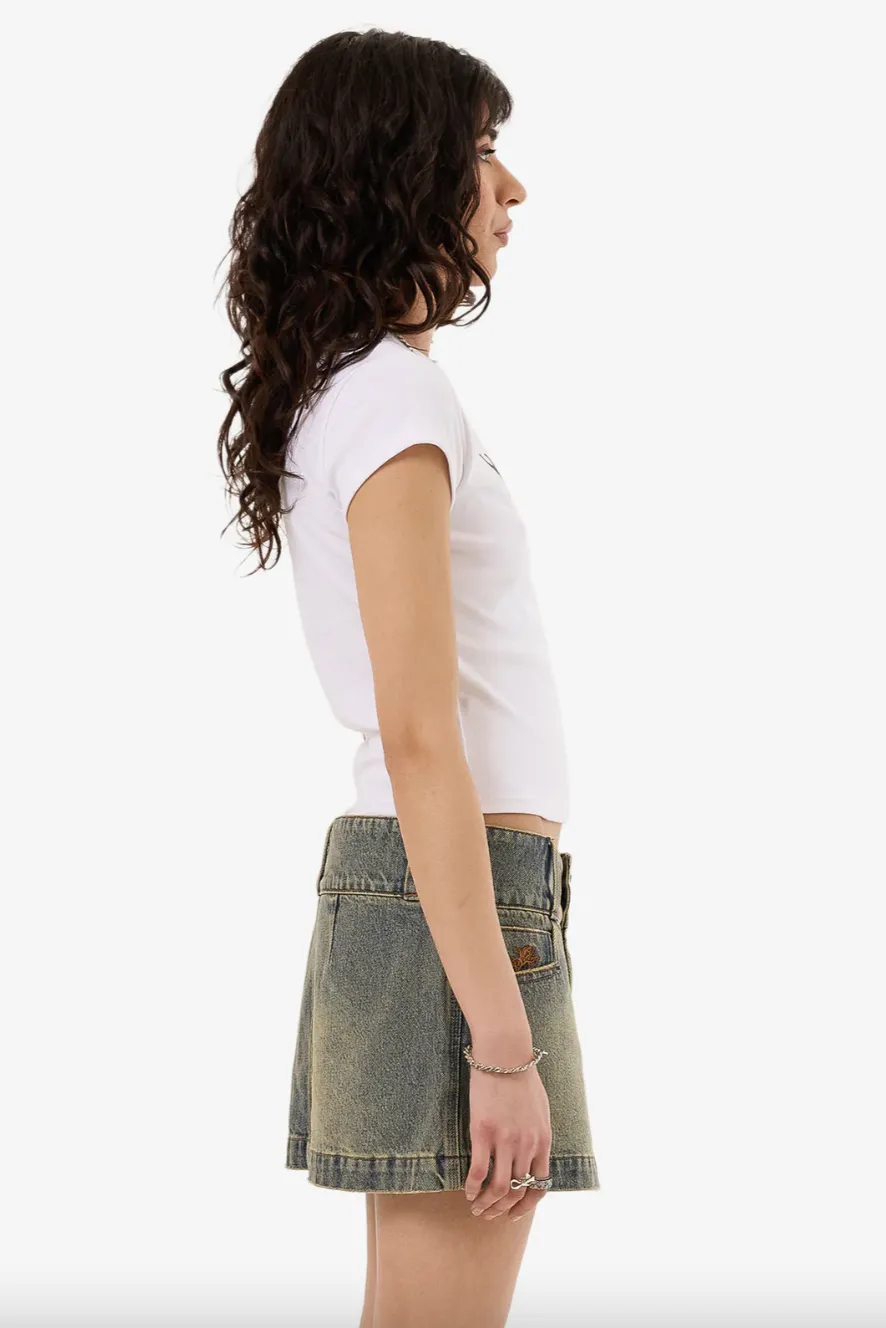 WORSHIP SUPPLIES MESSENGER CAP SLEEVE TEE - WHITE