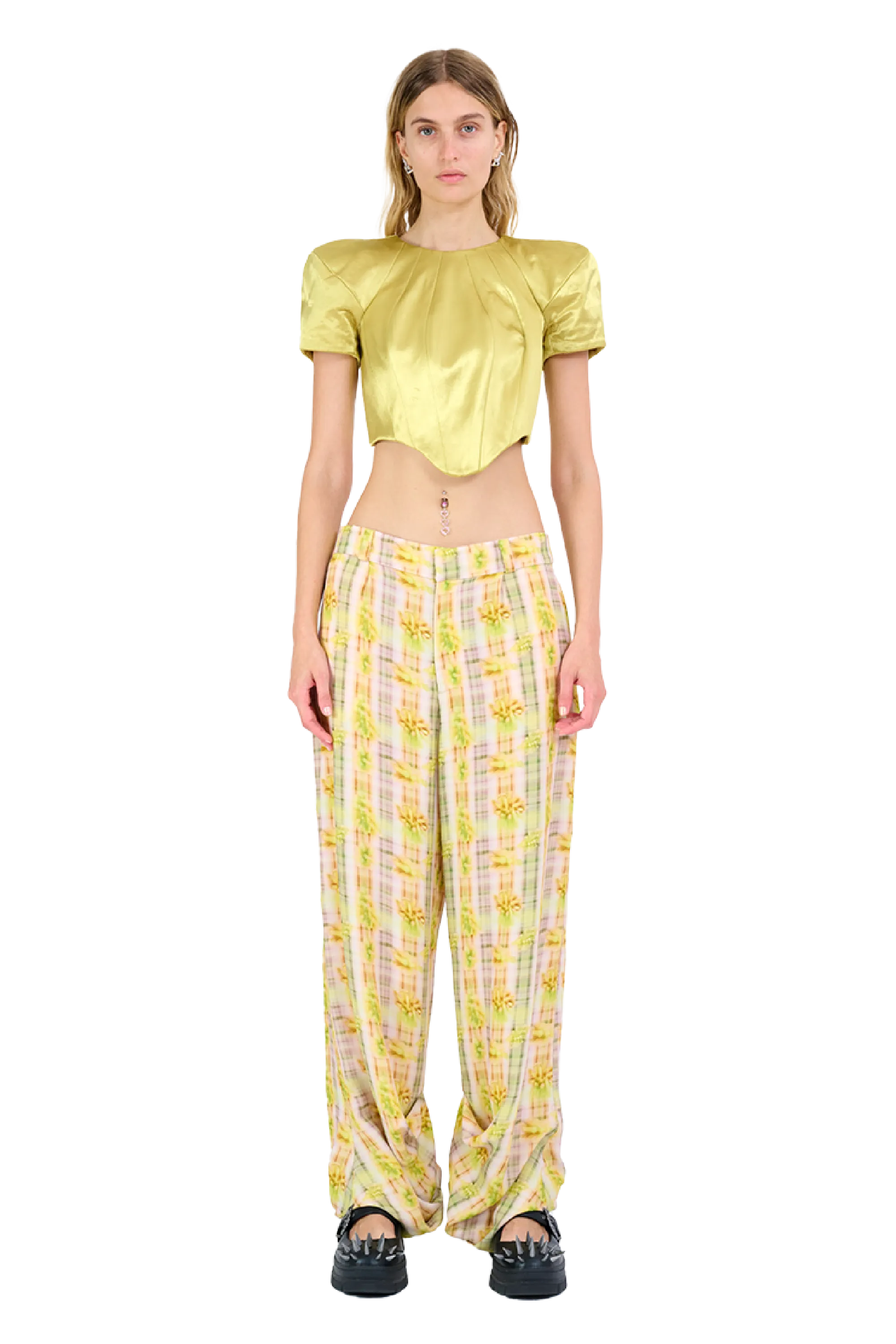 YELLOW BOXER PLAID DANTE TROUSER