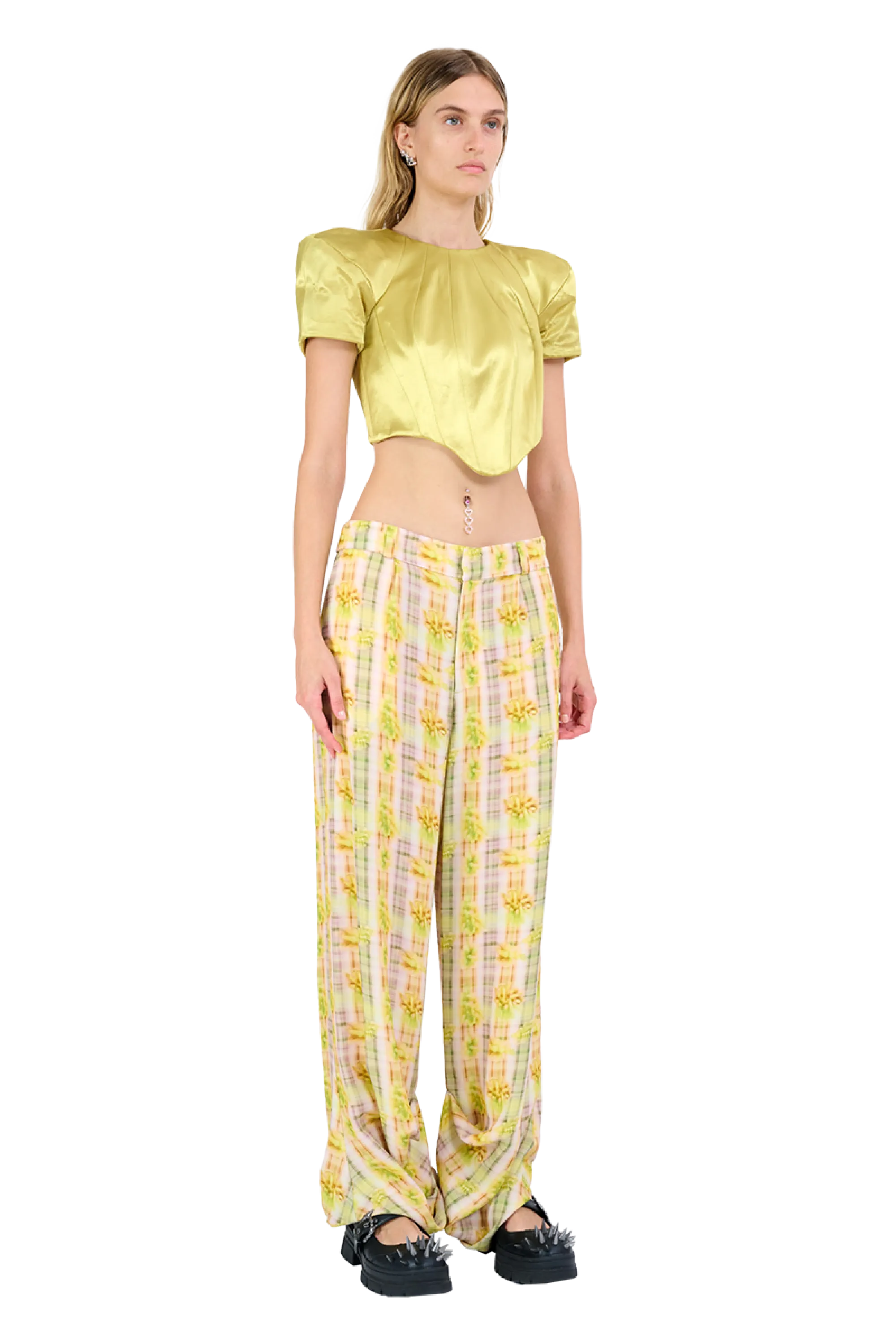 YELLOW BOXER PLAID DANTE TROUSER