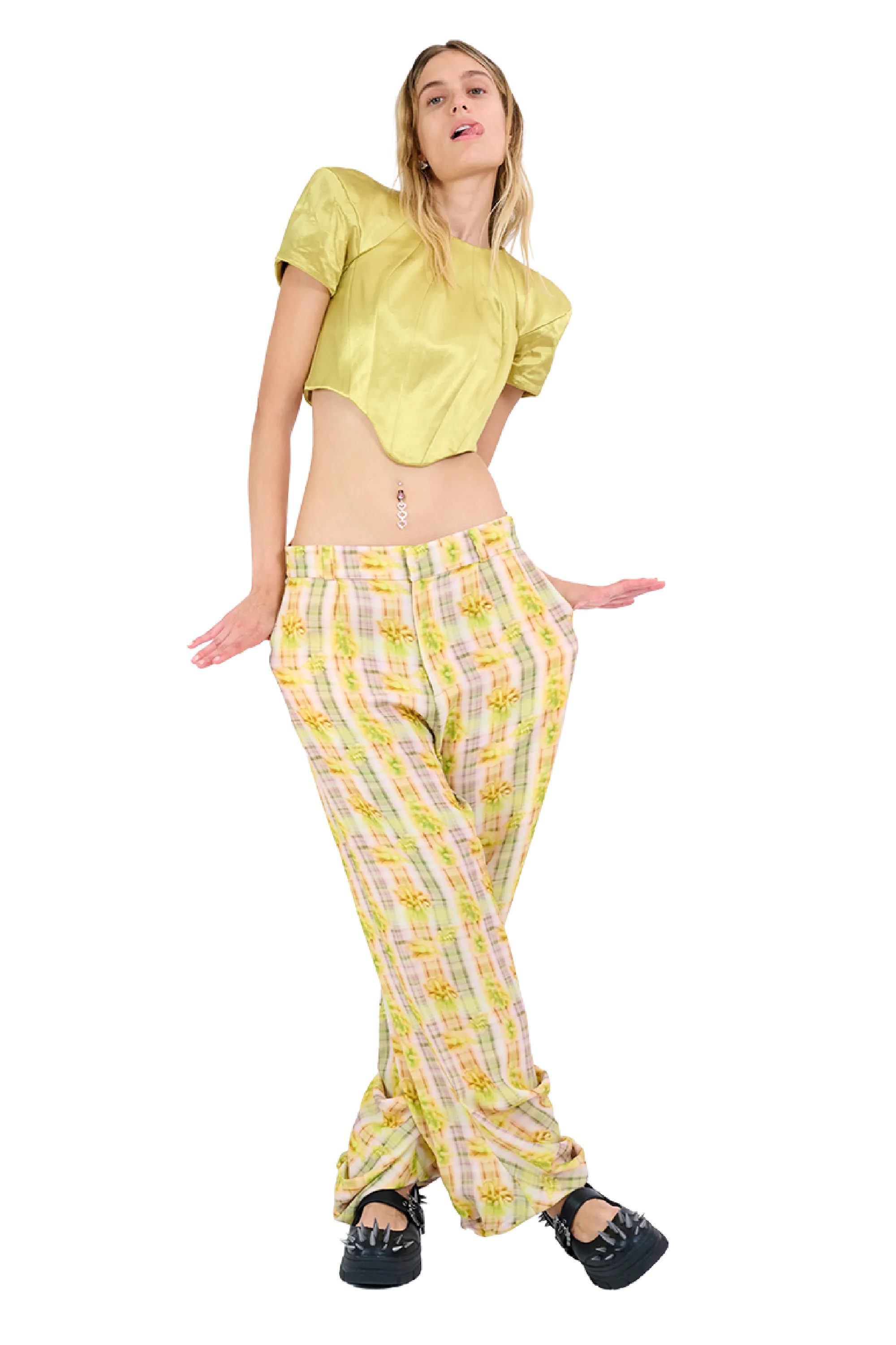YELLOW BOXER PLAID DANTE TROUSER