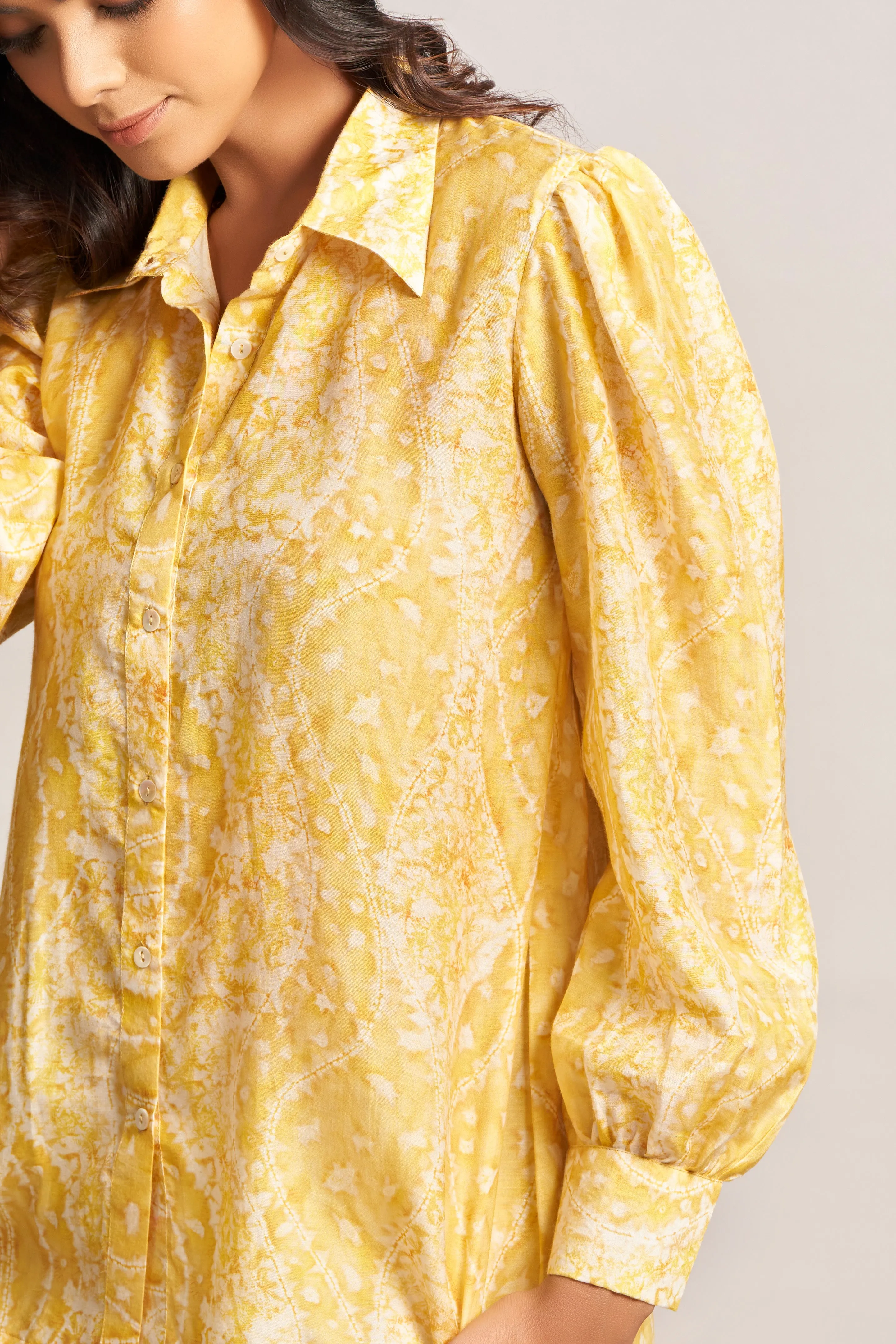 Yellow Digital Printed Natura Viscose Top