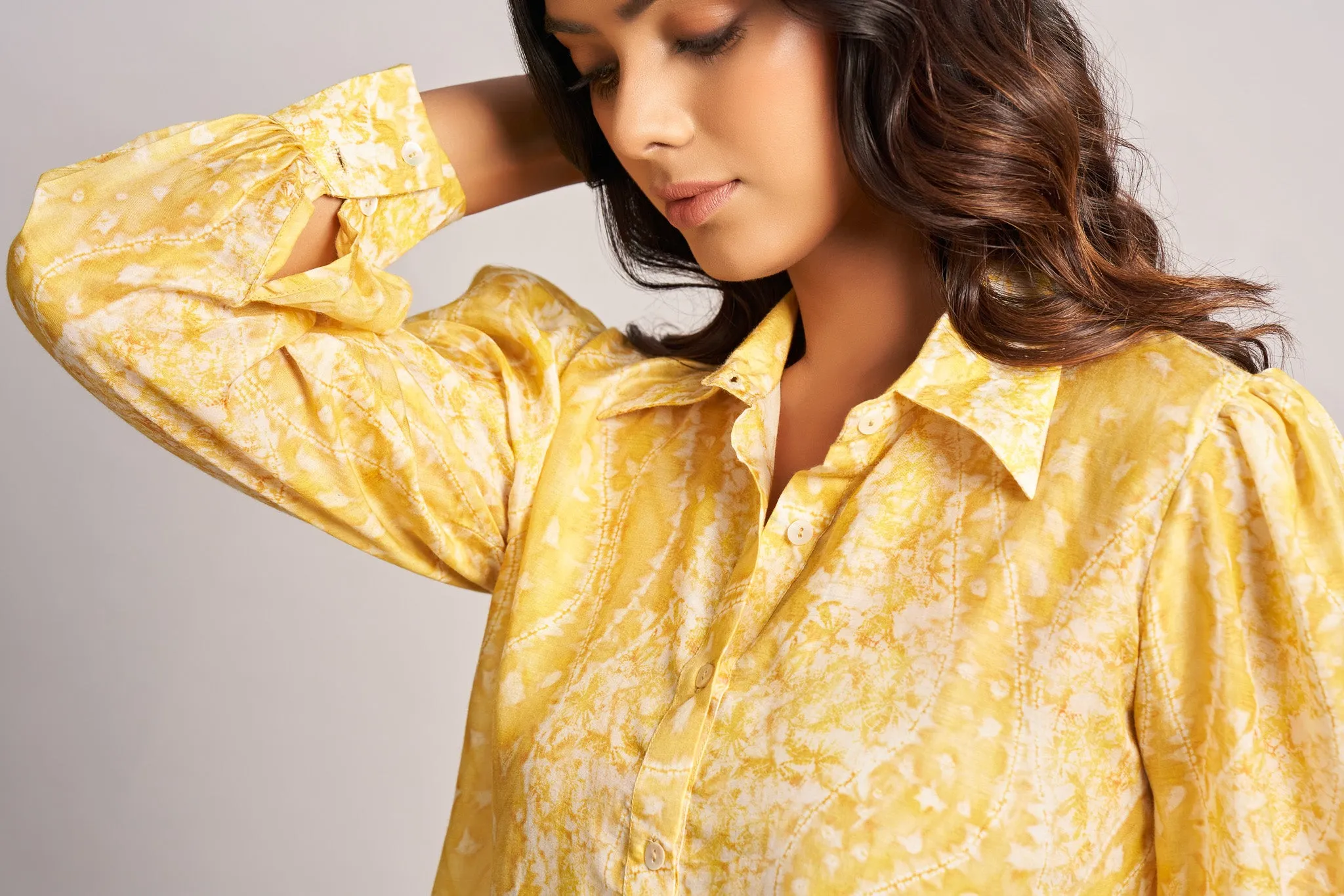 Yellow Digital Printed Natura Viscose Top