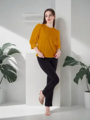 Yellow Solid Puff Sleeve Top