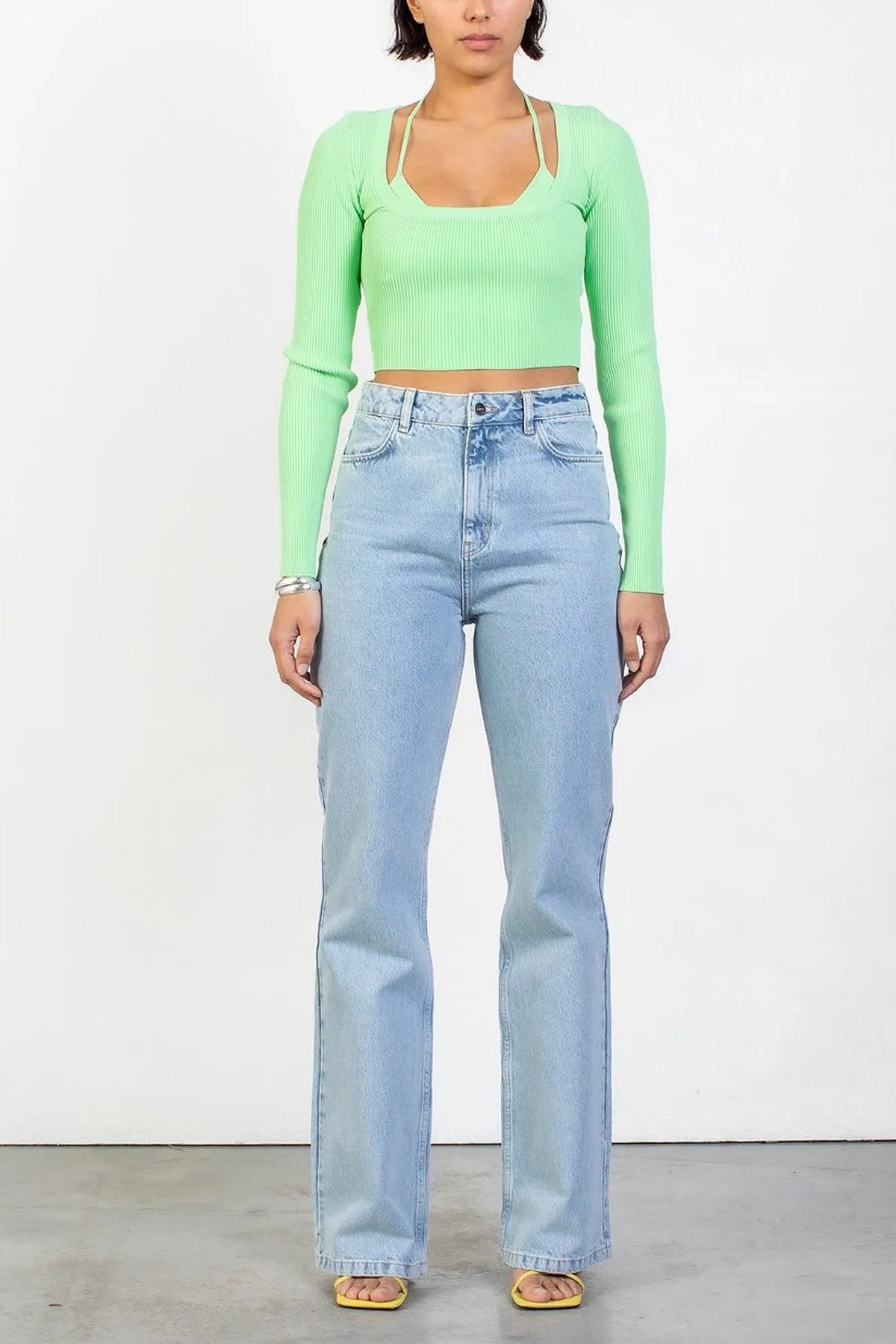 Yukita Double-Layered Long Sleeve Top in Pistachio