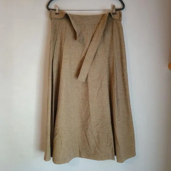 Zara Wool Blend Pleated Midi Skirt | Vintage Academia Old Money Aesthetic Large