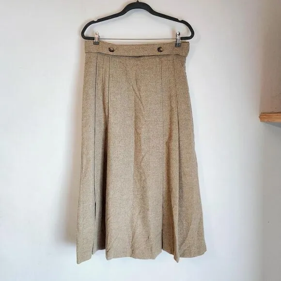 Zara Wool Blend Pleated Midi Skirt | Vintage Academia Old Money Aesthetic Large
